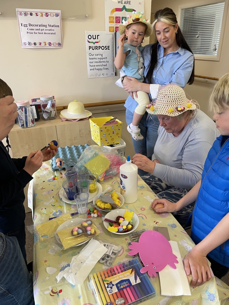 Residents & Children Doing Easter Crafts