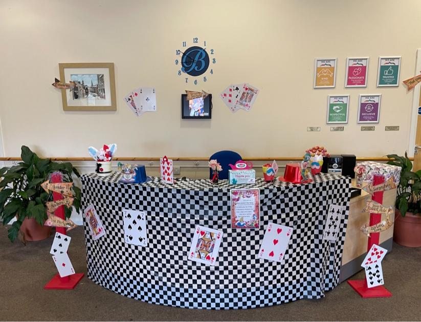 reception-desk-mad-hatters-theme